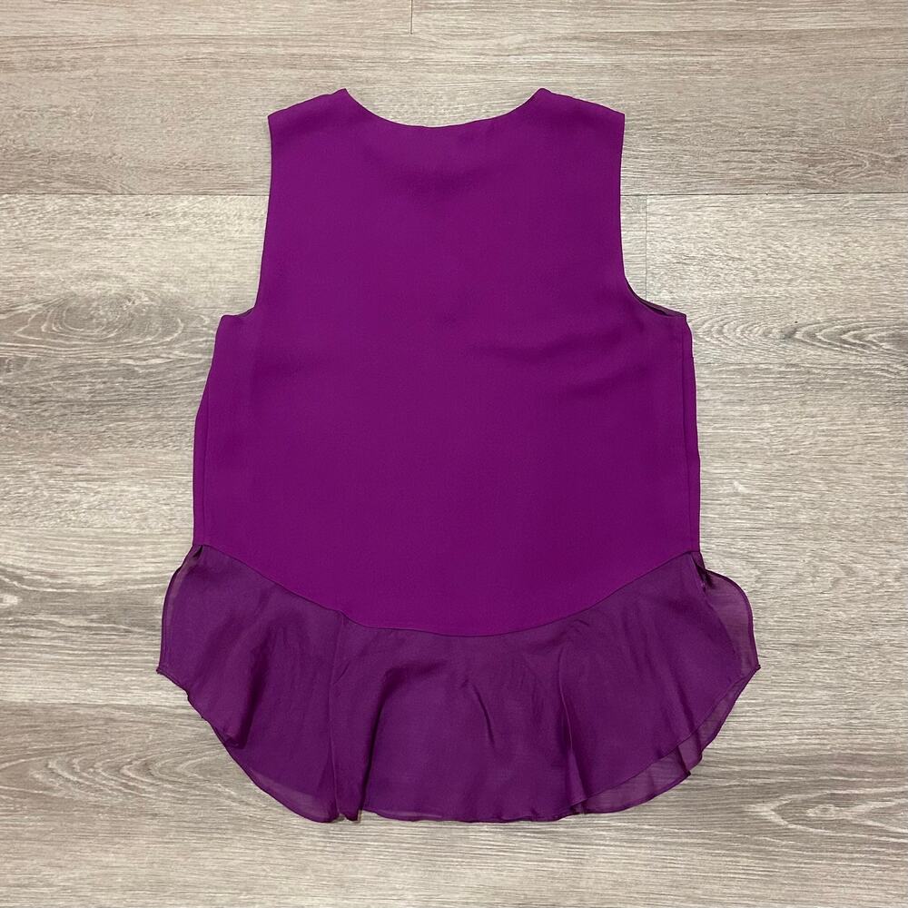 Alexandrie Silk Sleeveless Ruffle Tank Peplum Top Purple Amethyst P (XS) - Picture 5 of 14